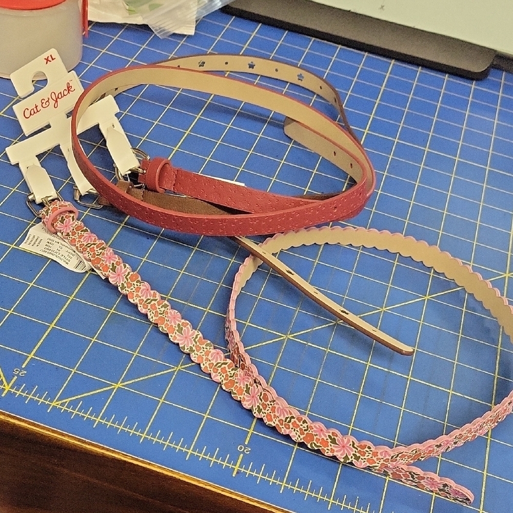 Cat & Jack Girl's 34" Belt Set of 3 Red, Pink, Brown XL